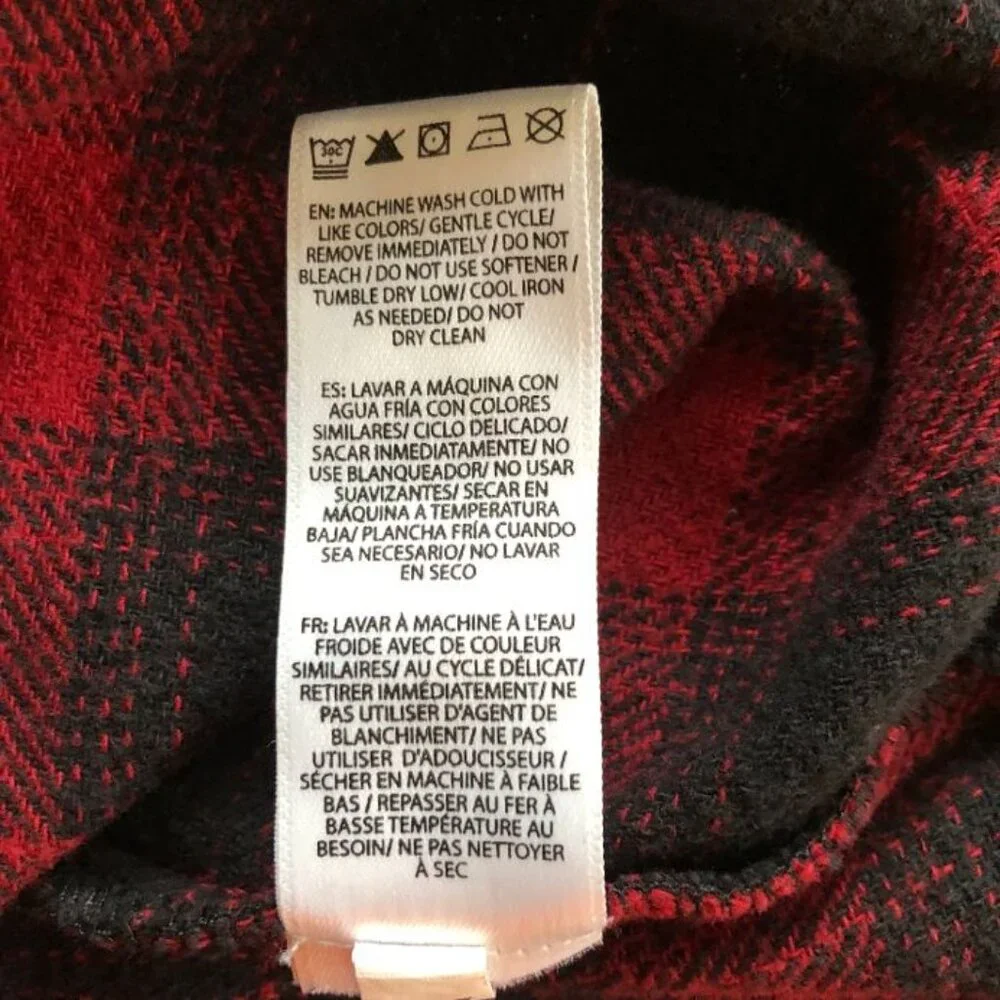 Beachlunchlounge Red/Black Plaid Flannel Shacket Size S